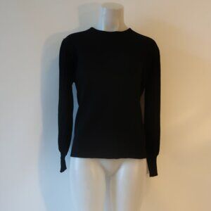 NWD Womens Daniella Y. Black Ribbed Blouson Sleeve Pullover Sweater M *